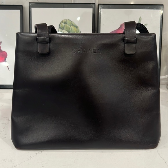 Vintage CHANEL Leather Logo Tote